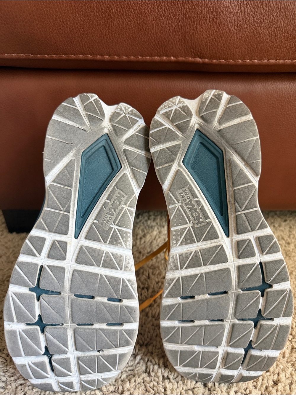 Hoka Vibrant Orange and Teal Athletic Shoes - Picture 6 of 6